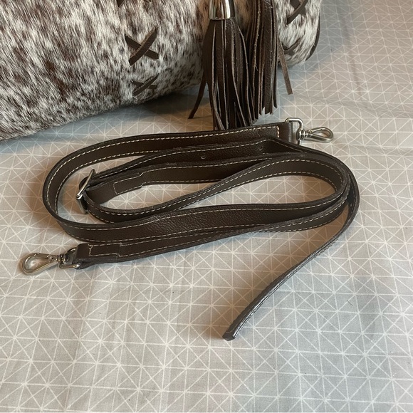 Flavia Maria Spotted Pony Hair on Hide Satchel - Picture 2 of 13